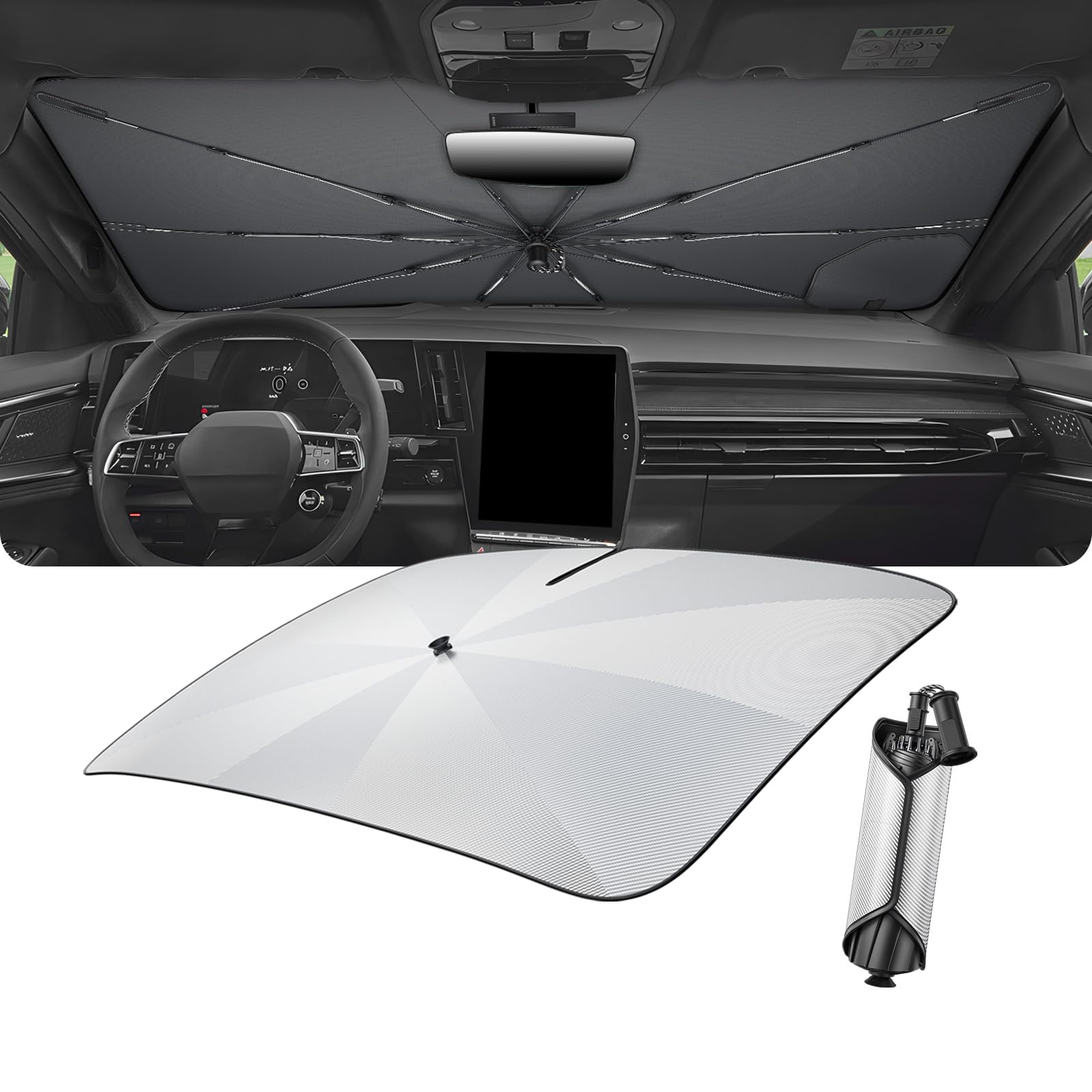 LUWU [Amélioré] Pare-Soleil Voiture Compatible avec Renault Austral E-Tech 2023-2025 2026 Parasol de Pare-Brise Avant en Forme de Parapluie avec Protection UV & Anti-Chaleur Accessoires Austral