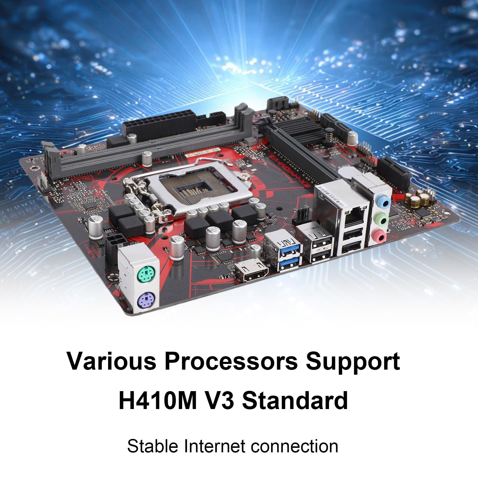 Goshyda Placa Base para Computadora H410M V3, Placa de Escritorio con Zócalo LGA 1200 para CPU Core I9 I7 I5 I3 Pentium Gold Celeron de 10.a Generación, con Memoria DDR4 de 64 GB de