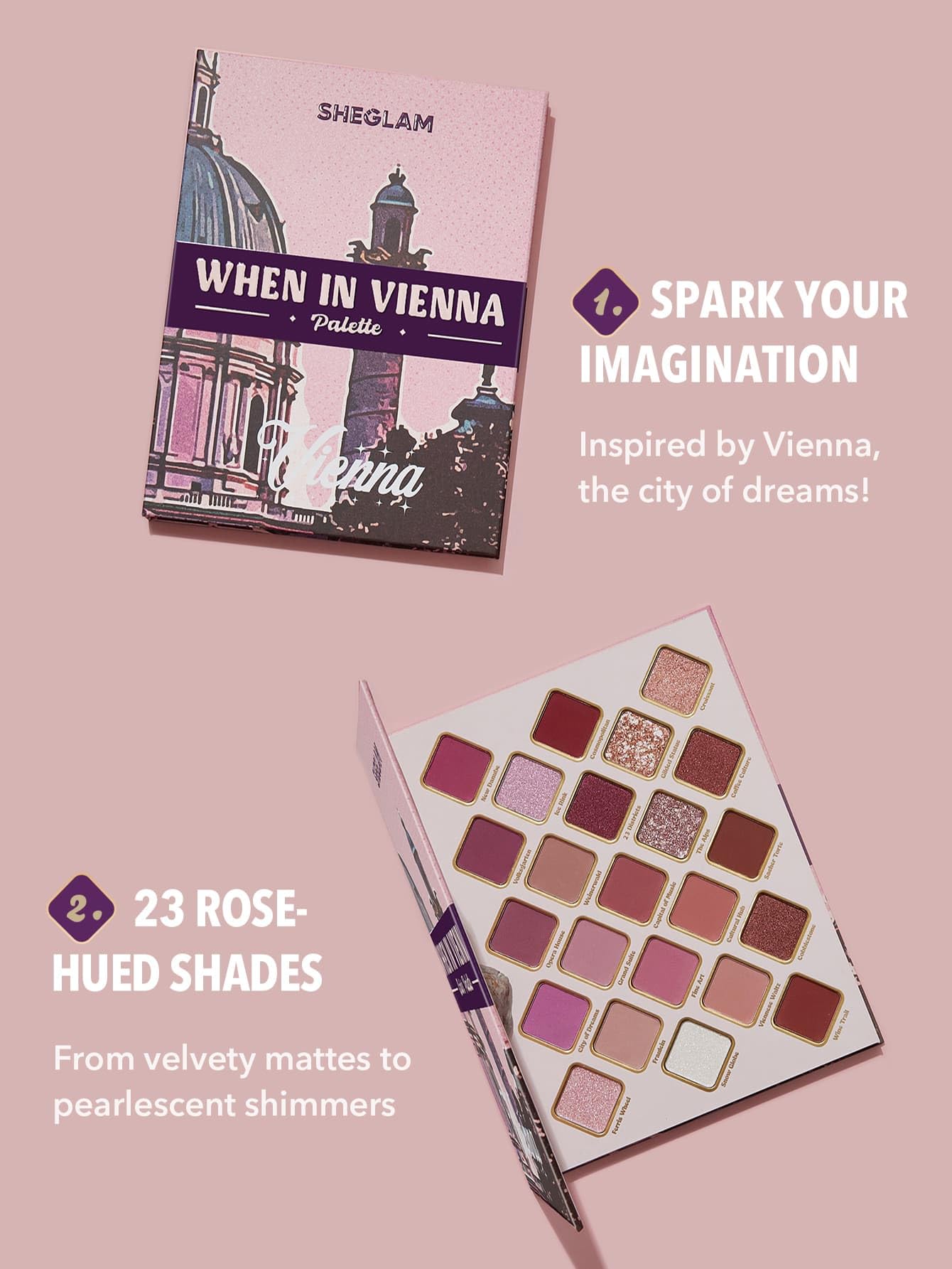 SHEGLAM 23 Colors Palette Makeup Eyeshadow Palette- When in Vienna, Purple, 16.16 g (Pack of 1) - Image 2