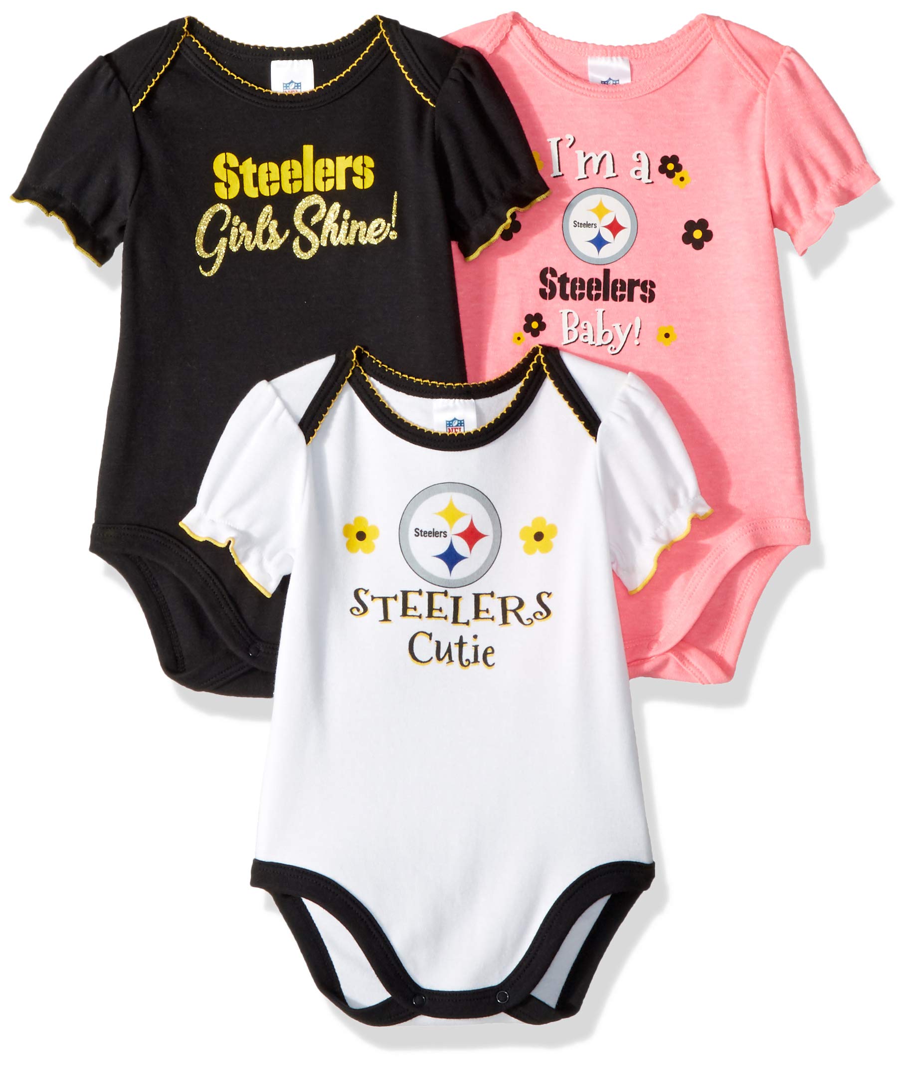 GerberGerber Baby Girls' NFL Team 3 Pack Short Sleeve Onesie Bodysuit