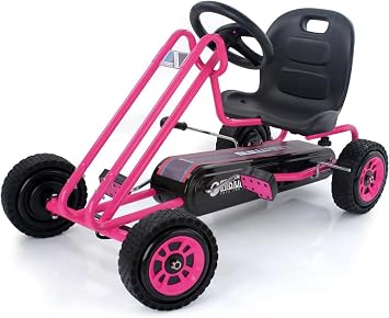 hauck Kids Pedal Go Kart, 4 Wheel Bike Cart, Ride for Ages 4-8, Pink | Outdoor Ride-On Bicycle Cart with Rubber Tires for Boys and Girls with Adjustable Bucket Seat and Advanced Handbrakes