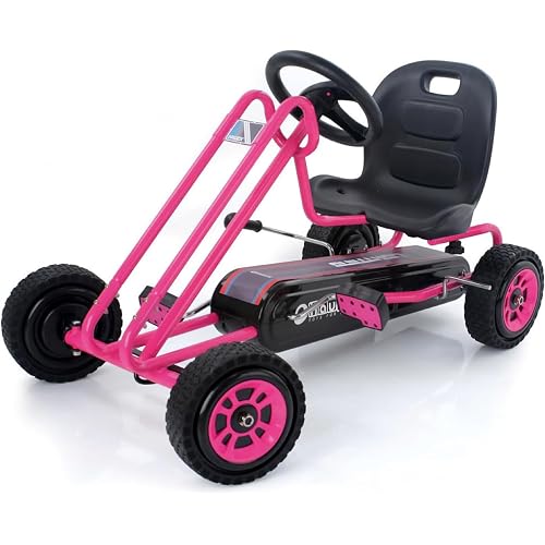 hauck Kids Pedal Go Kart, 4 Wheel Bike Cart, Ride for Ages 4-8, Pink