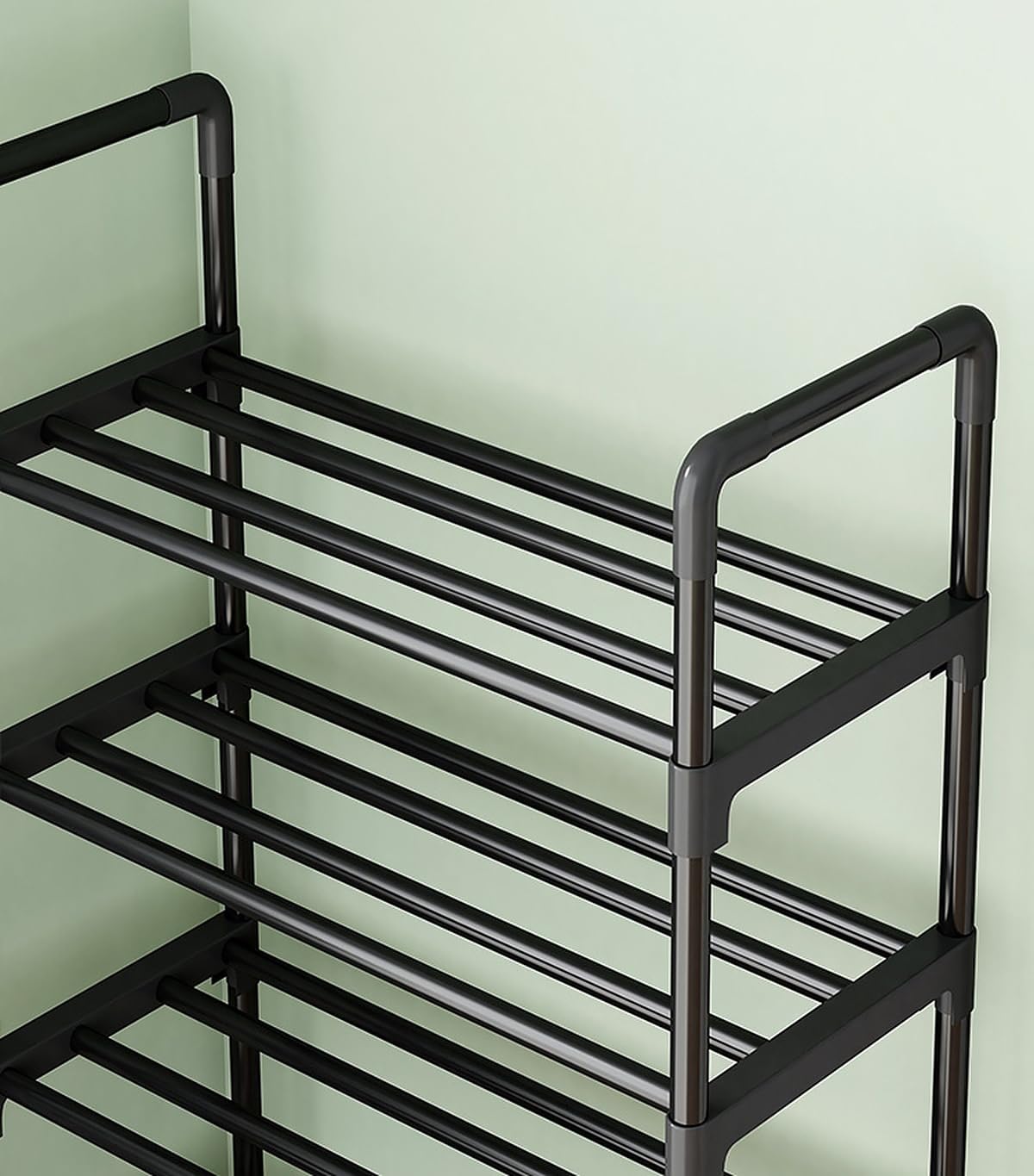 wolpin Multi-Purpose 3 Shelves Shoe Stand Rack Shelve Storage Rack Steel Dust-Proof for Footwear, Black