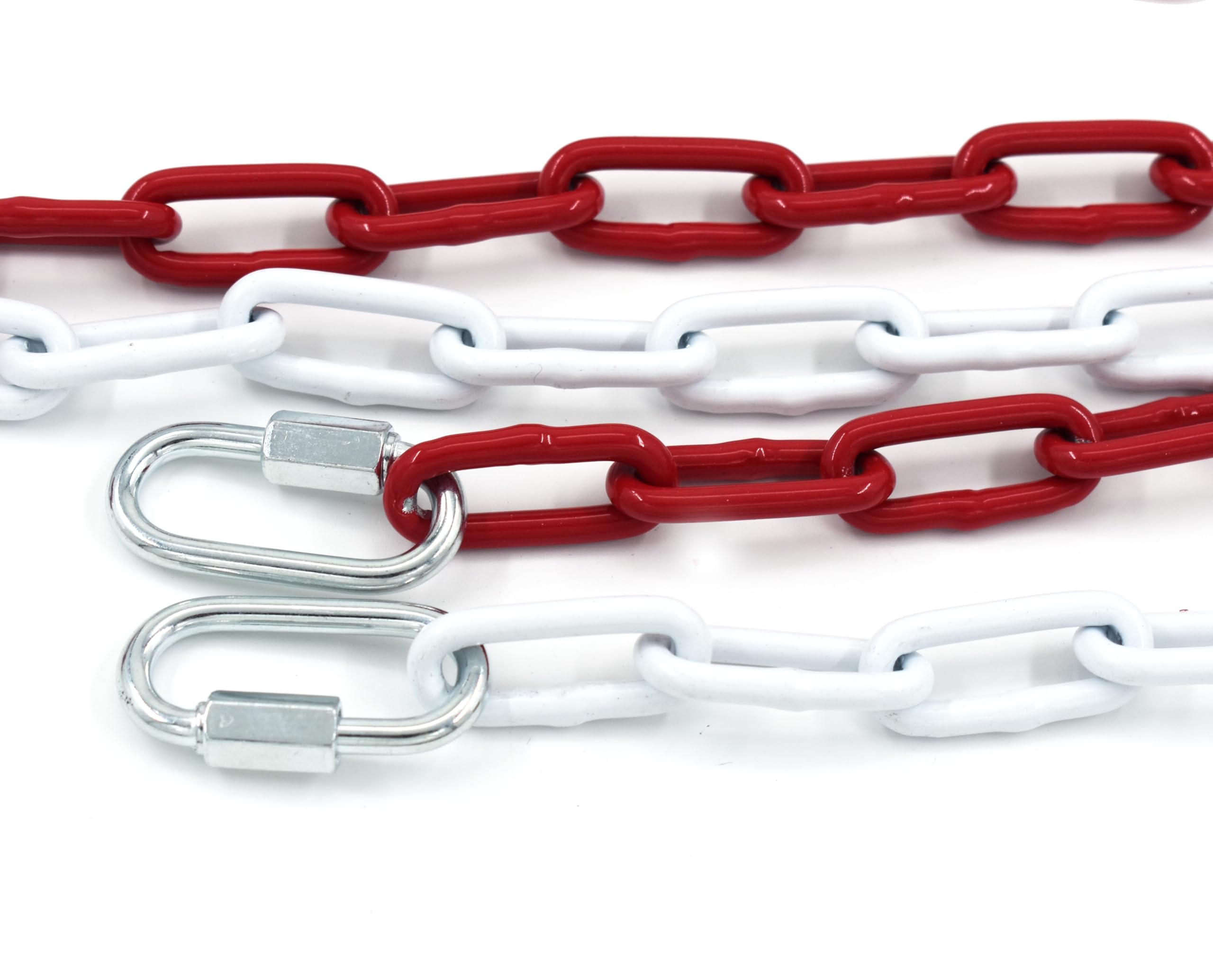 Catena di chiusura in metallo rosso, bianco, 10 metri, diametro 4 mm, con 2 chiusure a maglie
