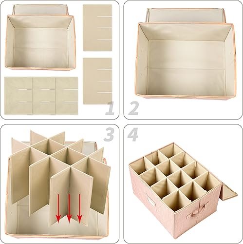 Miniatura 6 de popoly Caja de almacenamiento para copas de vino, recipientes de almacenamiento con divisores, suministros de mudanza apilables para 12 copas de