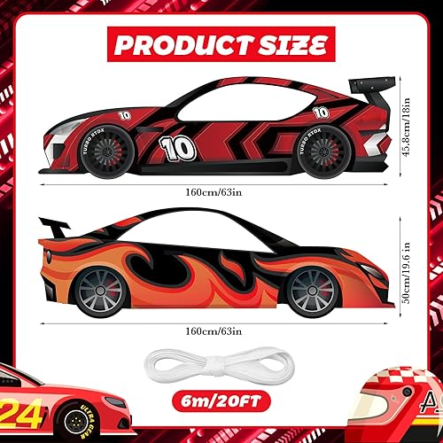 Miniatura 2 de 2 piezas de accesorios para cabina de fotos de autos de carreras, decoración de fiesta de autos de carreras, letrero en forma de auto