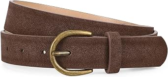 TRIWORKS Women Suede Leather Belt for Jeans Vintage Leather belt for Pants Ladies Waist Belts with Bronze Buckle