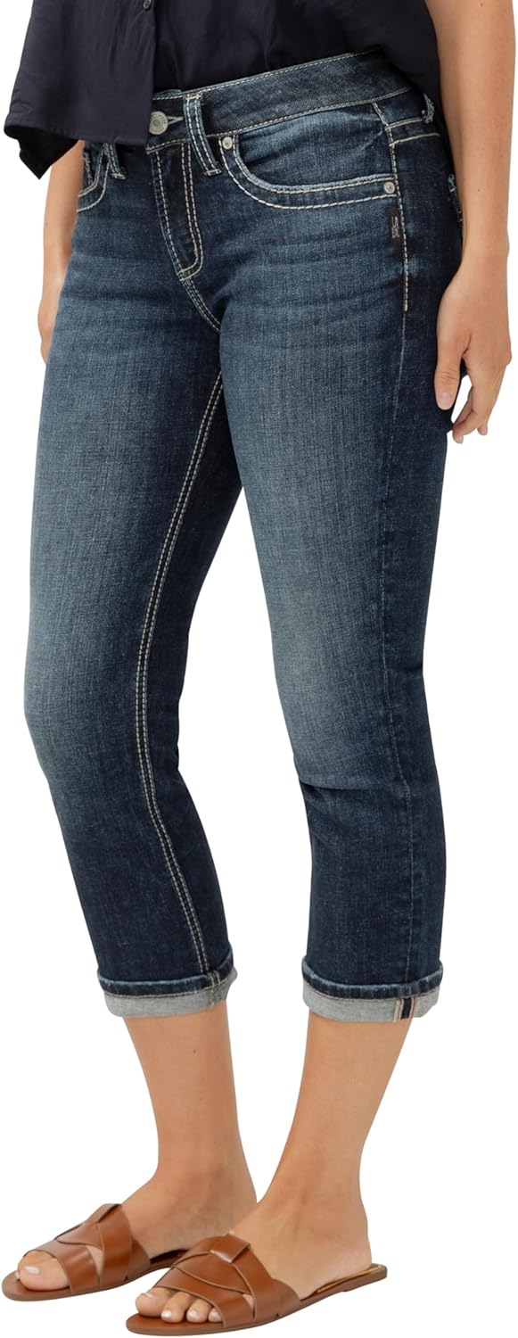 Silver Jeans Co. Women's Suki Curvy Fit Mid Rise Capri Jean - Image 3