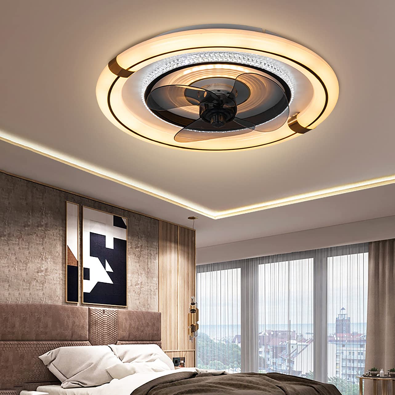 Ventilateur de plafond avec lampe 60W télécommandé à 3 vitesses