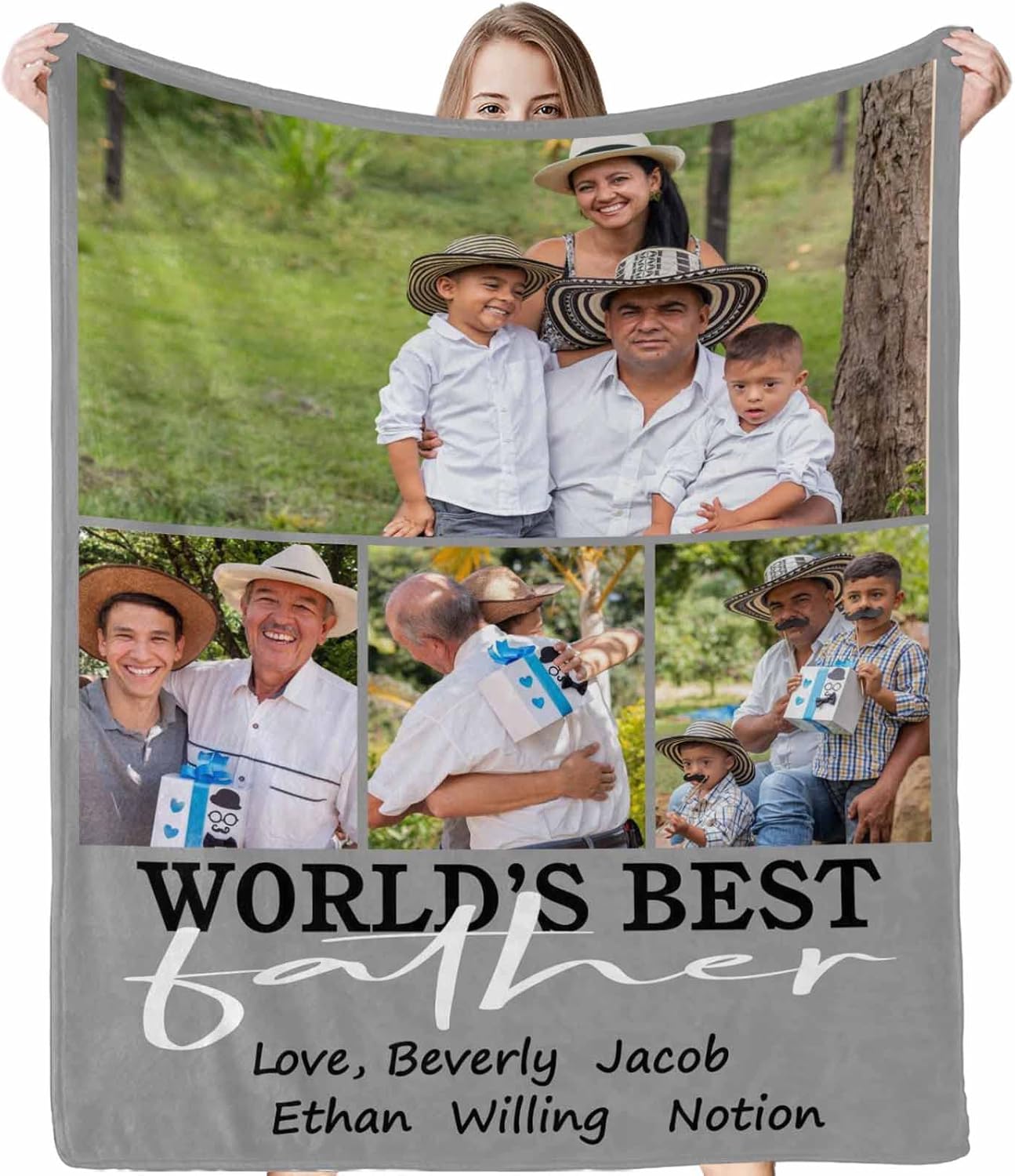 InterestPrint Custom Dad Blanket from Daughter Son Wife, Woeld 's Best Father Fathers Day Birthday Souvenir Gifts for Dad Throw Blankets 50x60 Inch