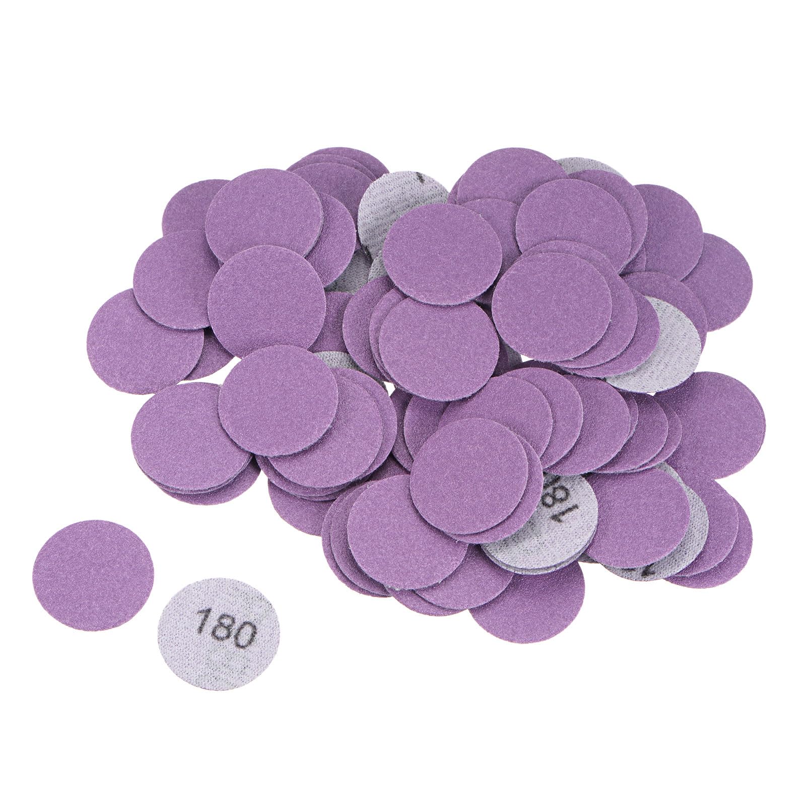uxcell 100Pcs 1-Inch Purple Sanding Discs 180 Grits Hook and Loop Professional Aluminum Oxide Sand Paper Mini Size for Wood Metal Paint Finishing