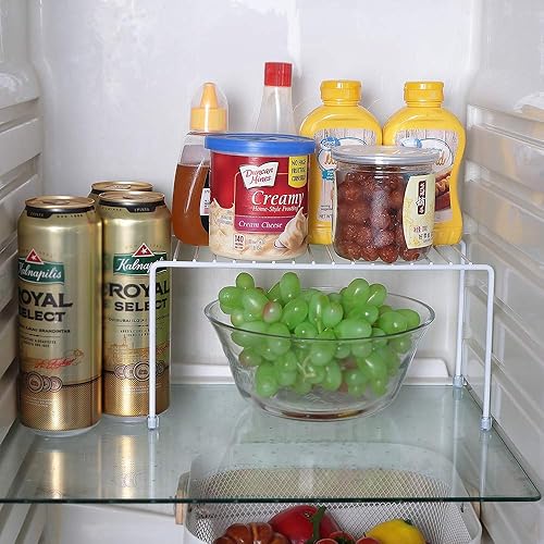 Miniatura 7 de Estantes de cocina, organizador de gabinetes, mini estante de almacenamiento, blanco, juego de 2