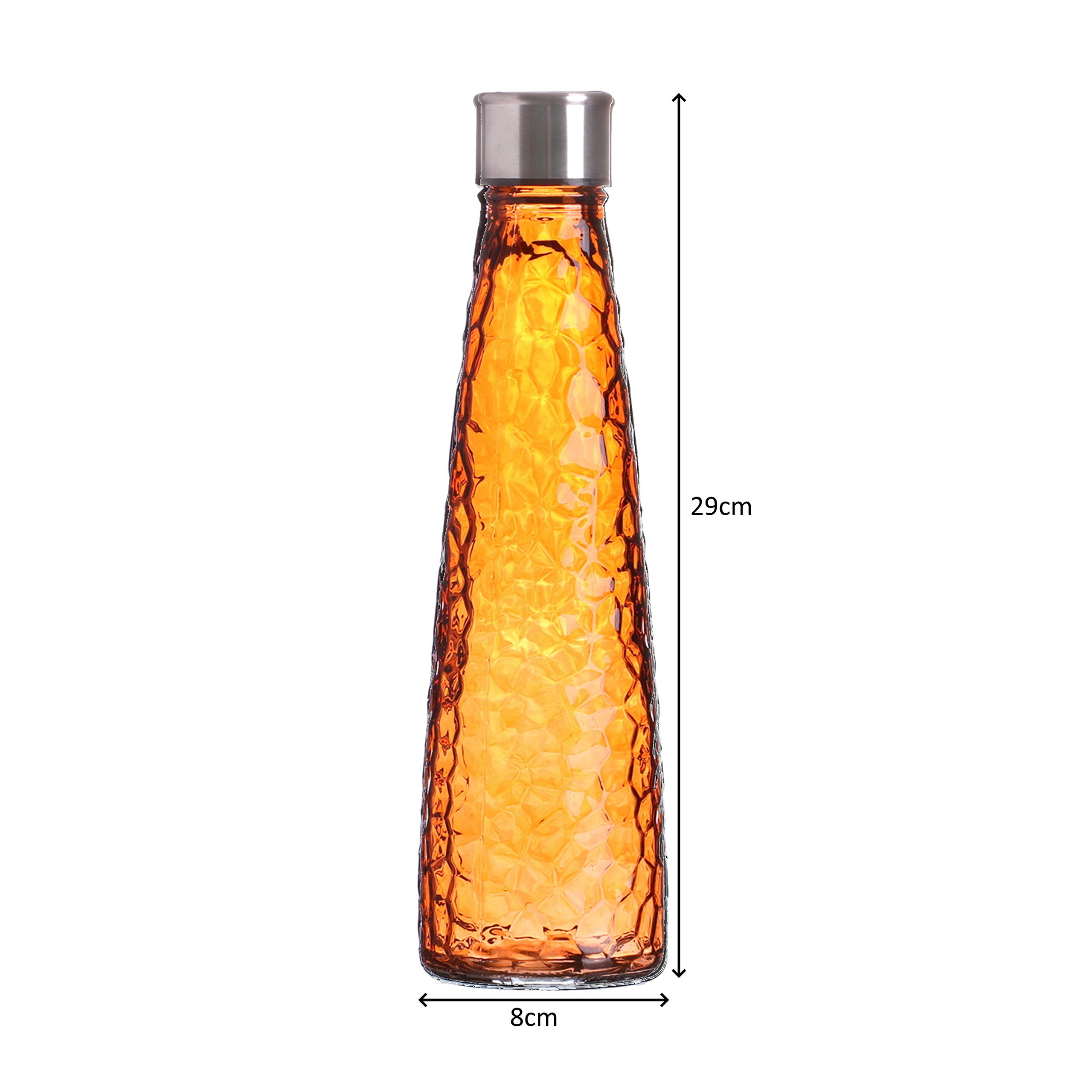 WESTCRAFT Elegante waterfles - 1 liter oosterse glazen waterfles met schroefsluiting, luchtdicht voor water, sap in de koelkast, vintage glazen fles (retro vintage stippen