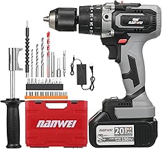 ERYUE Baterias para furadeira sem fio 21V Torque máximo 200N.m Mandril sem chave de metal de 1/2 polegada 20+3 posições 0-2150 RMP Chave de fenda de martelo de impacto de velocidade variável com caix