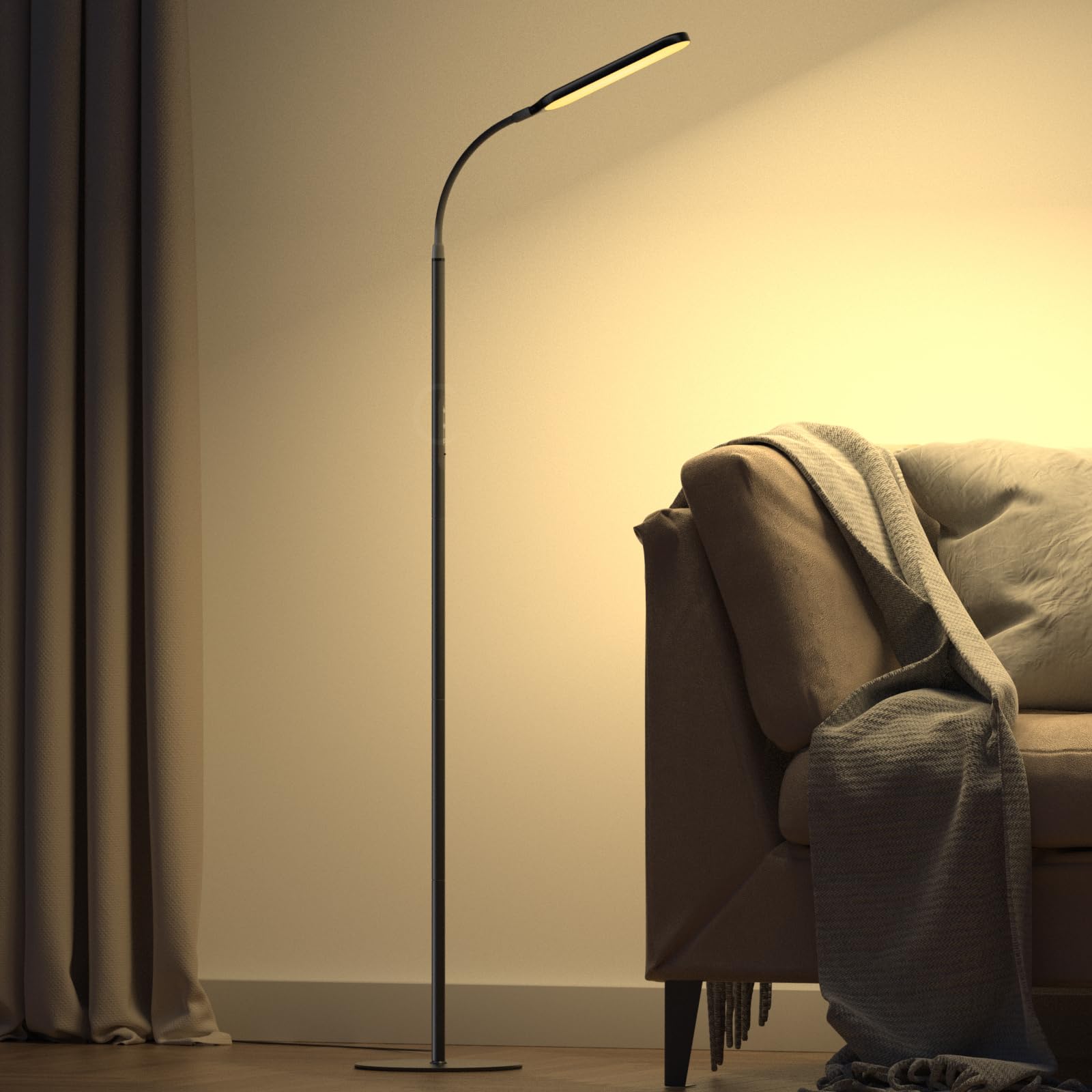 OUSFOT Lámpara de pie LED regulable 170 cm Lámpara de pie 3000-4000-6000 K Control táctil y remoto Lámpara de pie LED de cuello de cisne ajustable para dormitorio Sala de estar Oficina