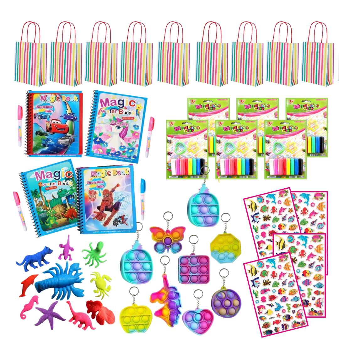 Sponsored Ad - FUNTUNE Return Gifts Party Bags for Kids (3-7 Years) | Set of 10 | Kids Goody Bags with 60 Items