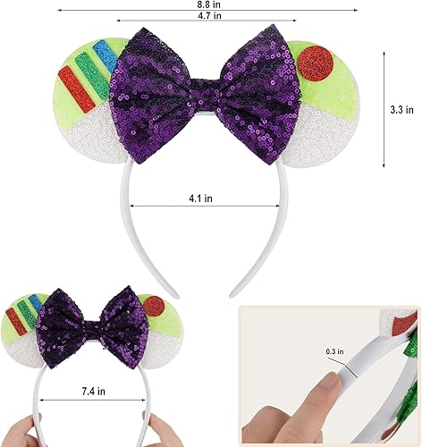Miniatura 2 de YUNISS Diadema con orejas de Minnie Mickey, orejas de ratón de lentejuelas para mujeres y niñas, accesorios de vestido de princesa, decoración de