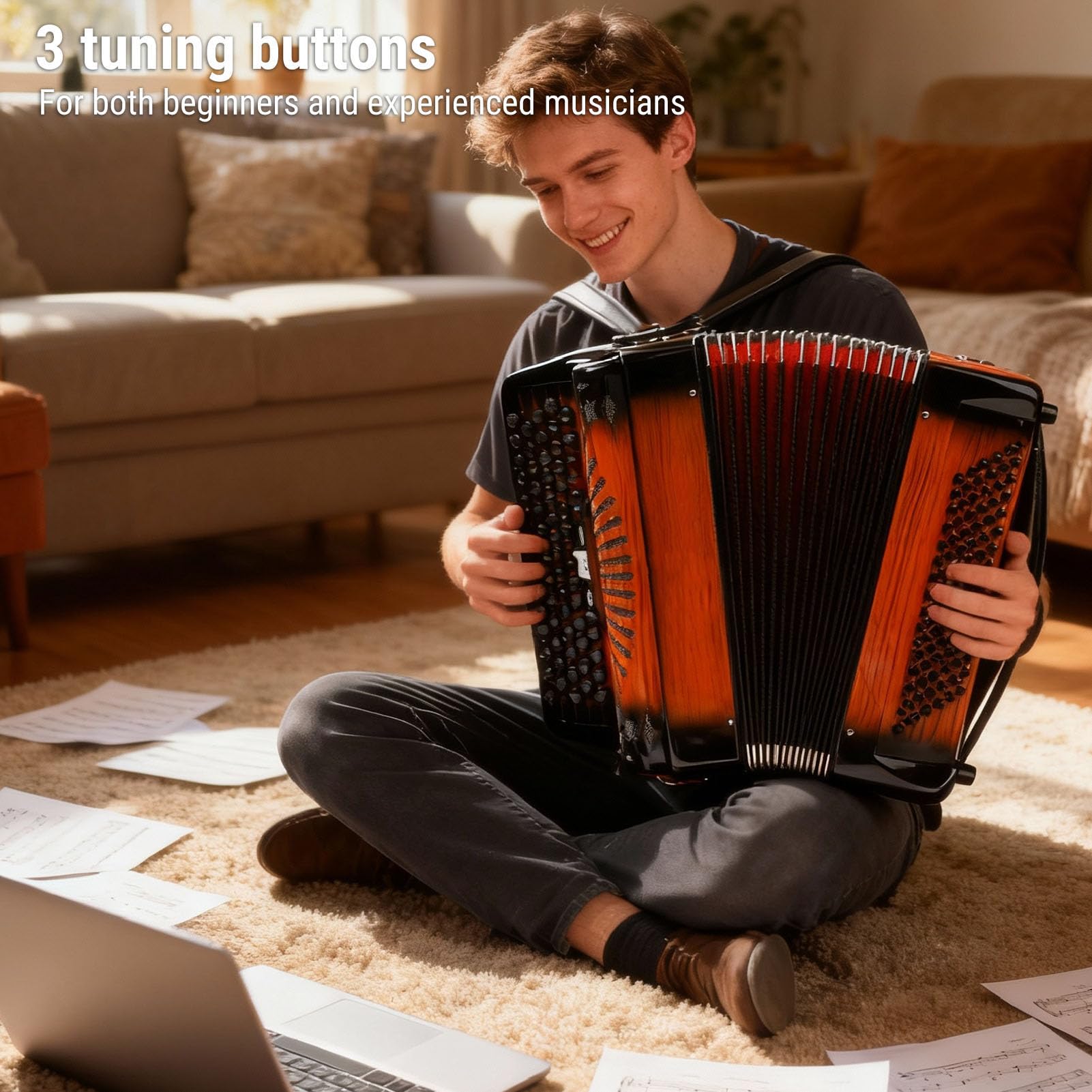 Dilwe Akordeon, 69 Klawiszy, 96 Klawiszy Basowych Instrument Bayan w Skali Chromatycznej z Strojeniem F B E i Wysokiej Jakości Stroikami, dla Początkujących Profesjonalnych Graczy