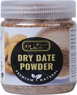 J J Crunch N Munch Dry Dates Powder - 120g, Natural, Organic & Sustainable, Rich in Vitamins, Minerals & Antioxidants, Perfect for Healthy Snacking, Cooking & Baking