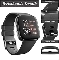 Vista 5 de 3 Pack Soft TPU Bands Compatible with Fitbit Versa, Elastomer Replacement Wristband Sports Waterproof Strap for Versa 2 Smart Watch Women Men