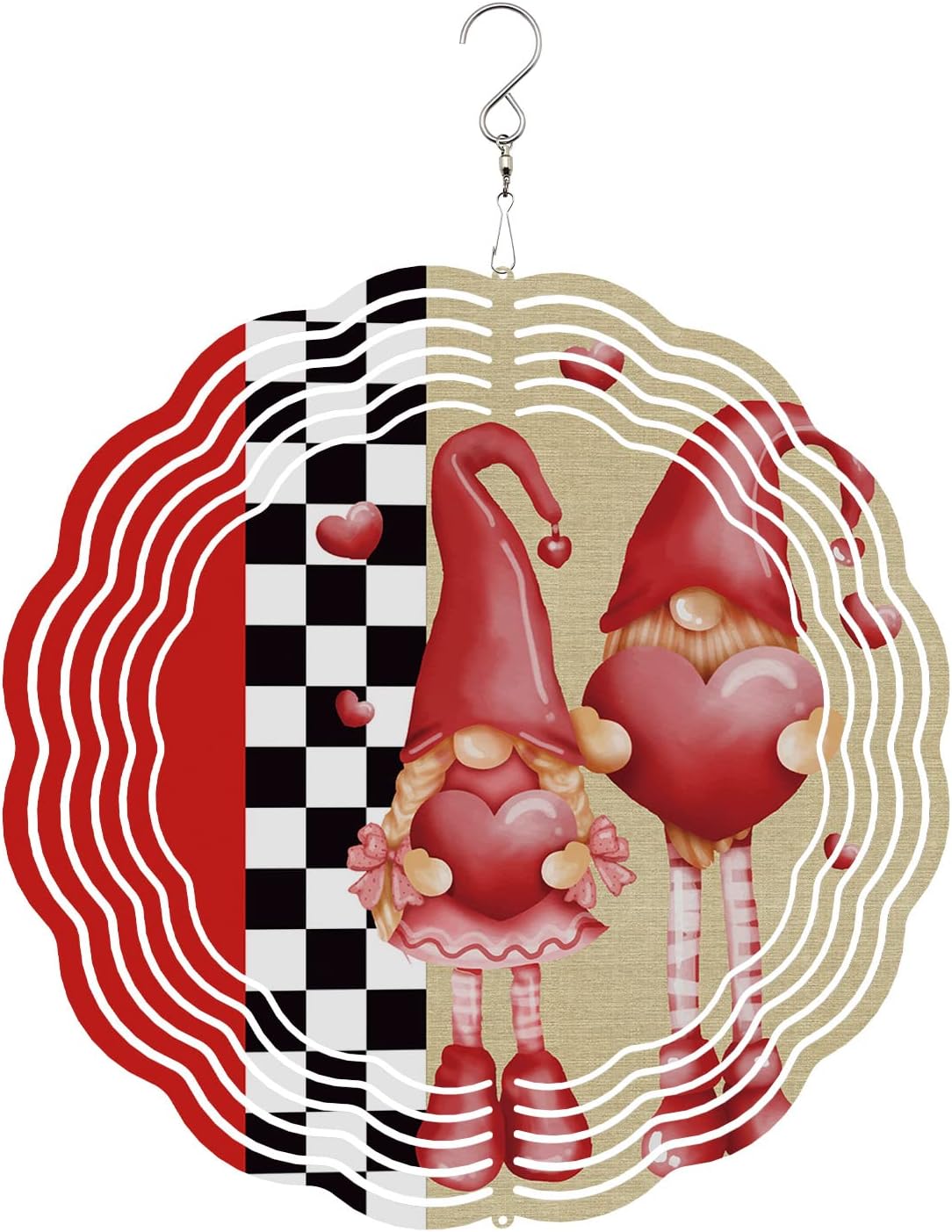 Wind Spinners for Yard and Garden Love Heart Pink Gnome 3D