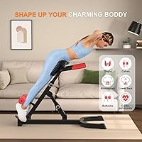 Vista 4 de Roman Chair,Foldable Back Extension Machine,Adjustable Ab Back Extension Machine,Core Strength Trainer,Back Exercise Machine for Glute,Ab