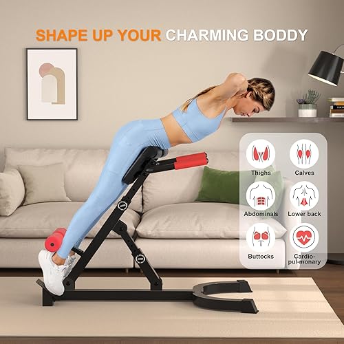 Miniatura 4 de Roman Chair,Foldable Back Extension Machine,Adjustable Ab Back Extension Machine,Core Strength Trainer,Back Exercise Machine for Glute,Ab