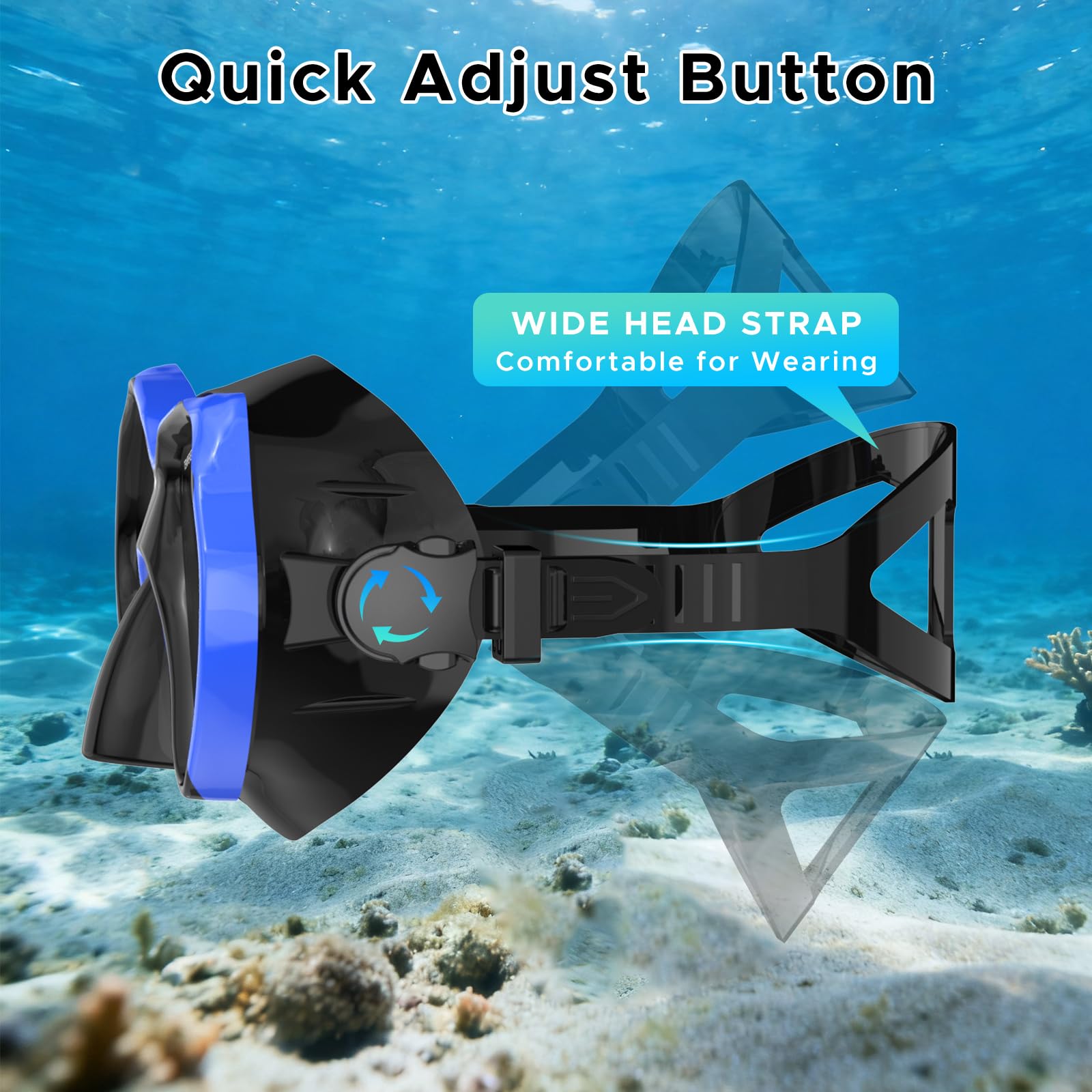 Erwachsene Tauchmaske, Schnorchel-Tauchmaske, Schwimmbrille mit Nasenabdeckung, Panorama-HD-gehärtetes Glas, Tauchen, Schwimmen, Schnorcheln, Ausrüstung, Freitauchen, kein Auslaufen, Anti-Beschlag