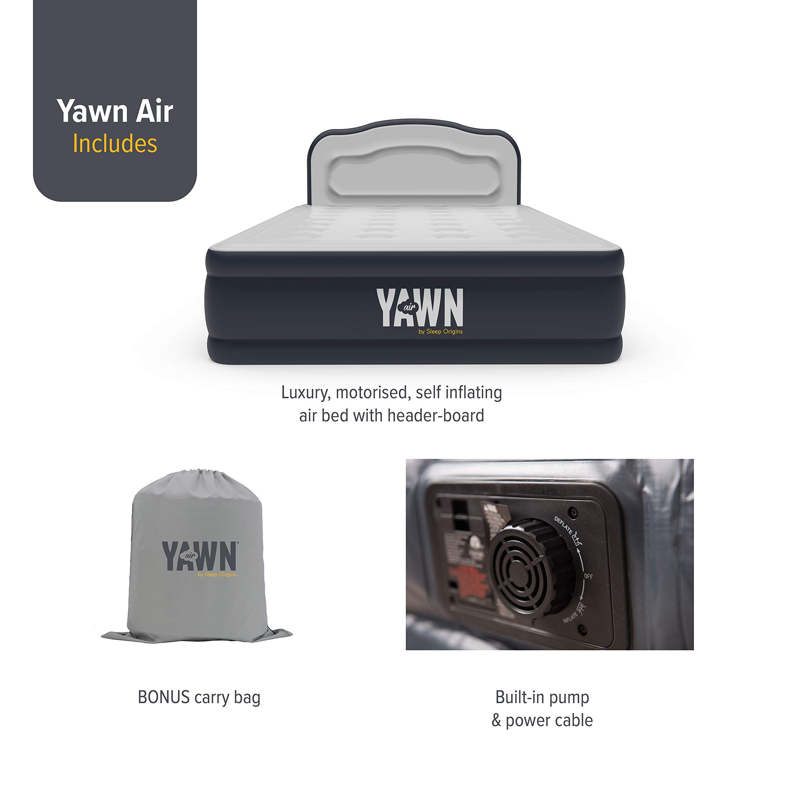 Yawn Air Bed Size SelfInflating Airbed with Builtin Pump, Headboard