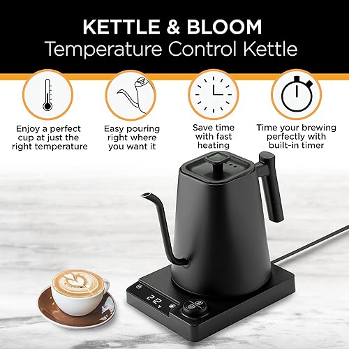 Miniatura 2 de KETTLE & BLOOM Hervidor eléctrico, boquilla de cuello de cisne de vertido preciso, control de temperatura personalizado, caldera de agua caliente