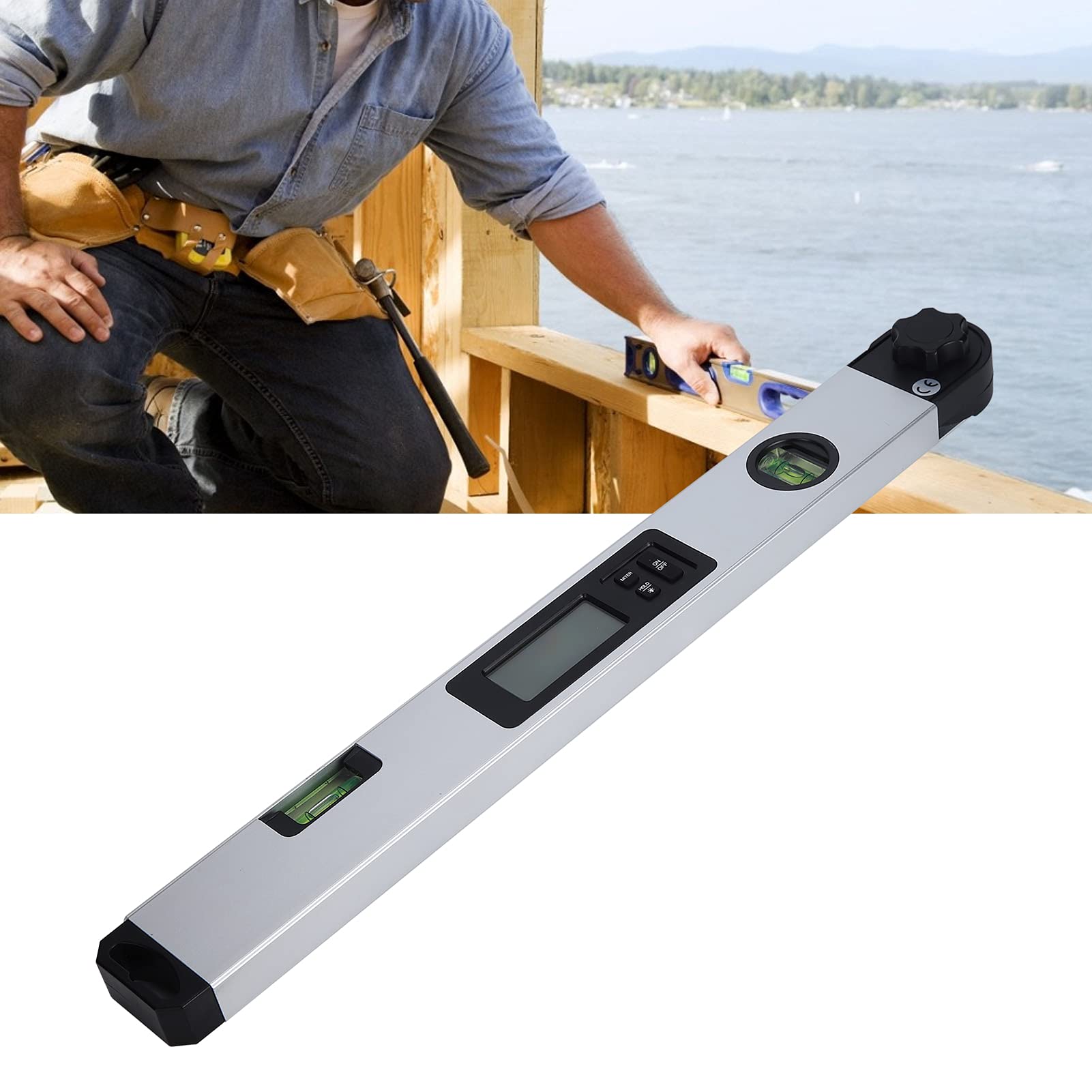 Righello angolare digitale e goniometro elettronico con campo di misurazione di 400 mm, design pieghevole in lega di alluminio, display LCD retroilluminato, grado di protezione