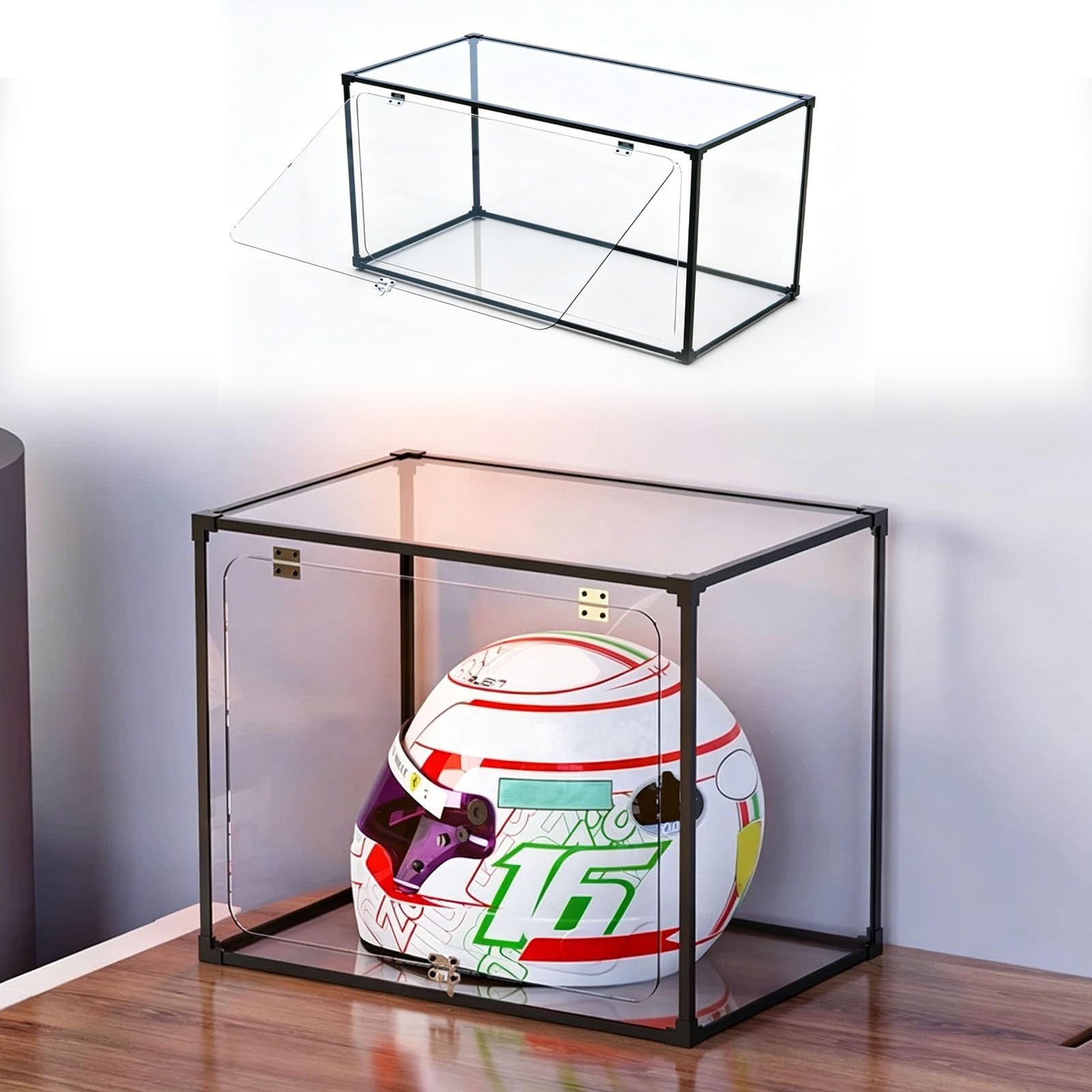 Vitrina de Acrílico Vitrina Acrílica para Cascos con Pestillo y Puerta Abatible. Caja Grande para Guardar Antigüedades, Zapatos y Objetos de Artesanía. Armario Rectangular(40x20xH20cm/16x8x8in)