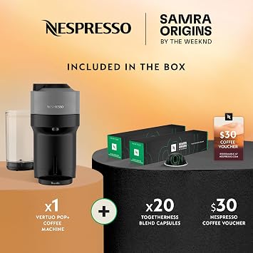 Nespresso Vertuo Pop+ by Breville, Dark Grey + Vertuo Line Samra Origins Togetherness Blend Coffee