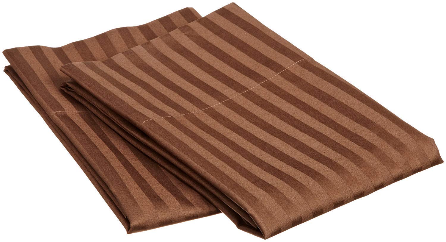 Plaza Cotton Collection Hotel Luxury 1500 Thread Count 2-Piece Pillow Case Set Authentic Heavy Egyptian Pillow Case (20" x 30") Queen Size, Chocolate Color { Pattern : Stripe }