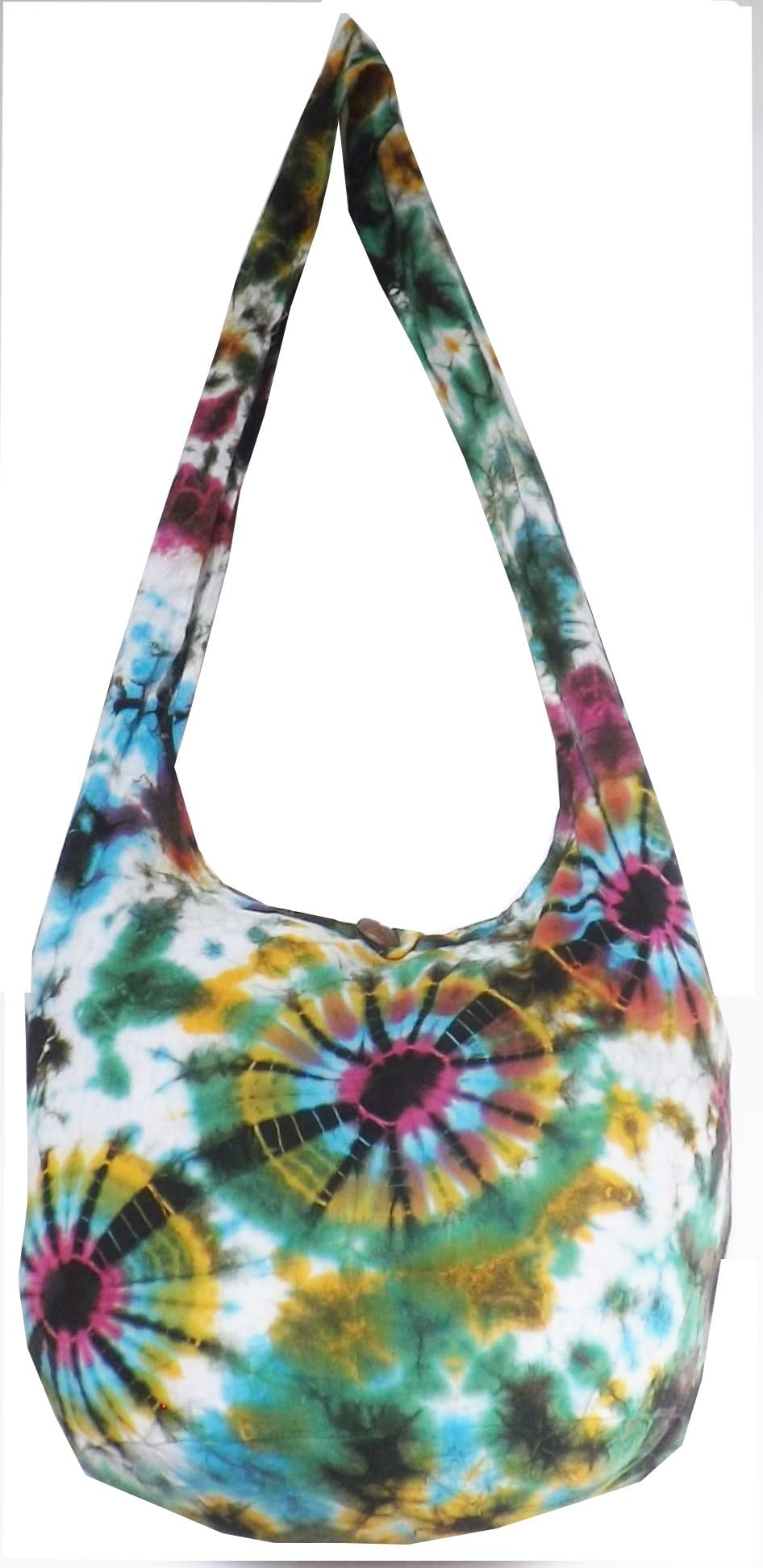 Multi-Colored Tie Dye Sling Cross Shoulder Hippie Hobo Thai Cotton Purses By Audrey Slavich