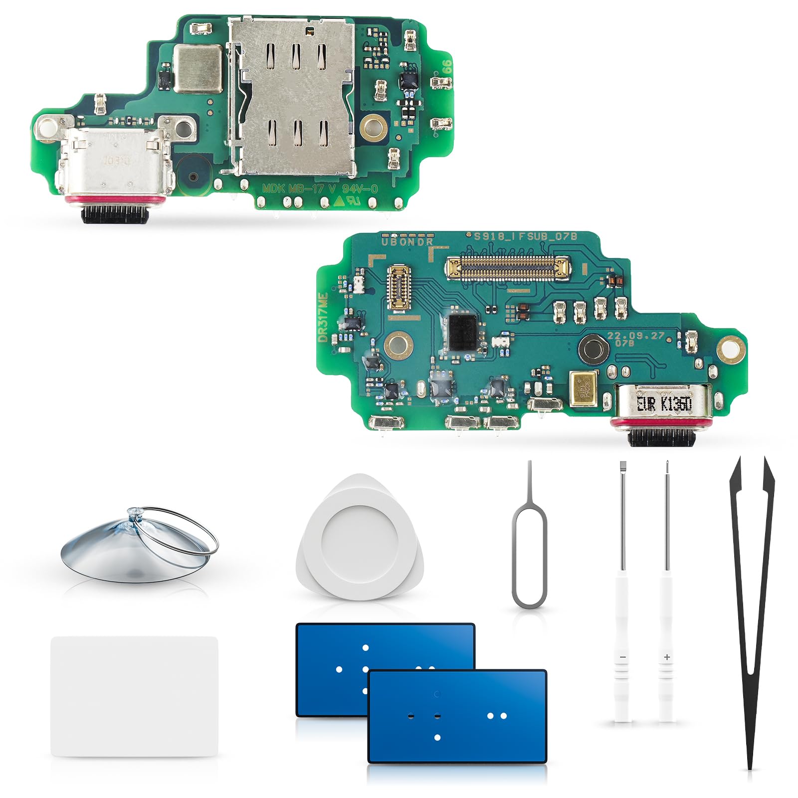 Ladebuchse Ersatz für Samsung Galaxy S23 Ultra, Reparaturset | Ladeanschluss Dock Connector mit Mikrofon, Charger Repair und Reparaturset mit Werkzeugen.