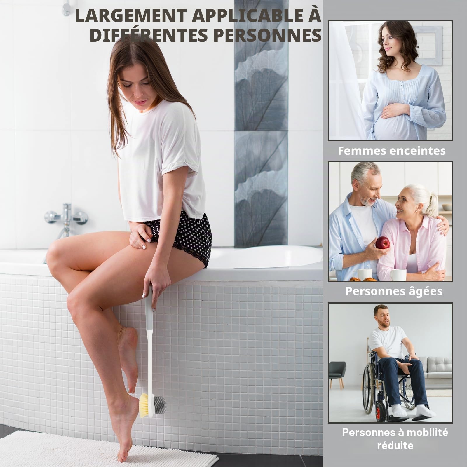 Brosse Pieds Douche, Brosse de Douche pour Pied, Brosse à Pieds pour la Douche, Brosse de Lavage des Pieds avec Manche