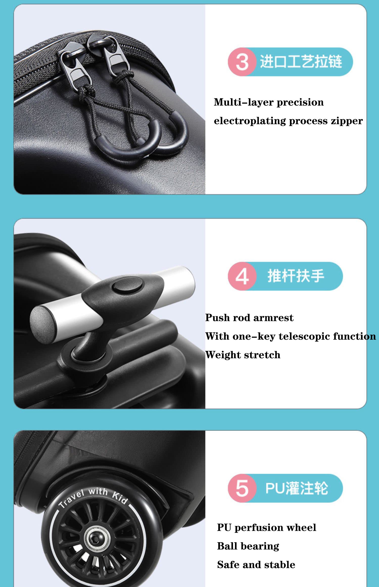 Valigia da viaggio per scooter – Trolley creativo per bambini e adulti, rosa