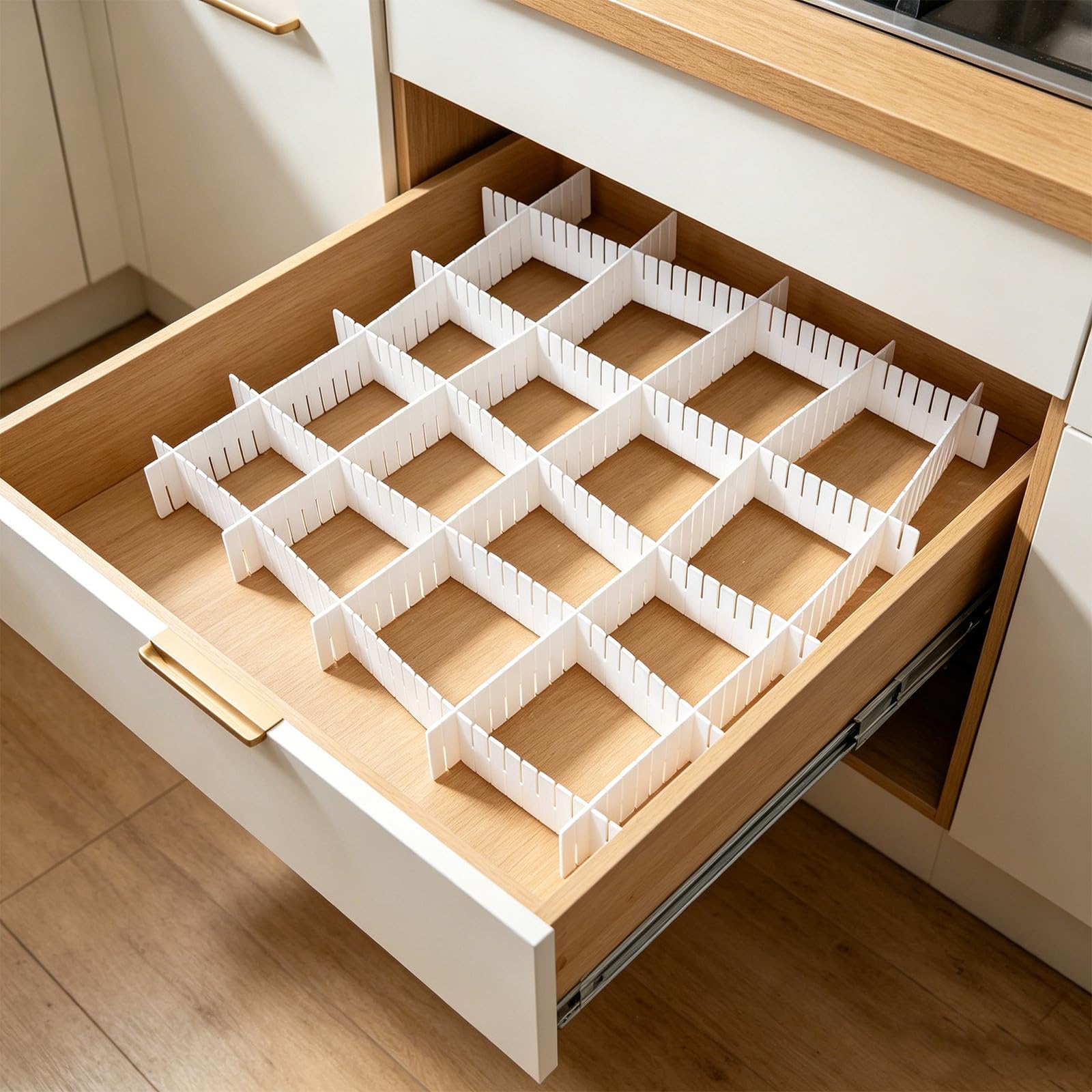 Lurrose 40 divisori per cassetti: 1,97" (5 cm) divisori regolabili per riporre e tenere in ordine biancheria intima, calze, vestiti, abiti, scrivania e scatole in cucina, camera da letto e