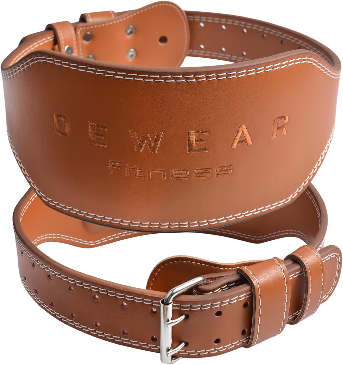 Genuine Leather Weight Lifting Belt, 4”& 6” Padded Lumbar Back Support, 10 Adjustable Holes, Gym Weight Belt Ideal for Deadlift, Powerlifting, Bodybuilding and Squat