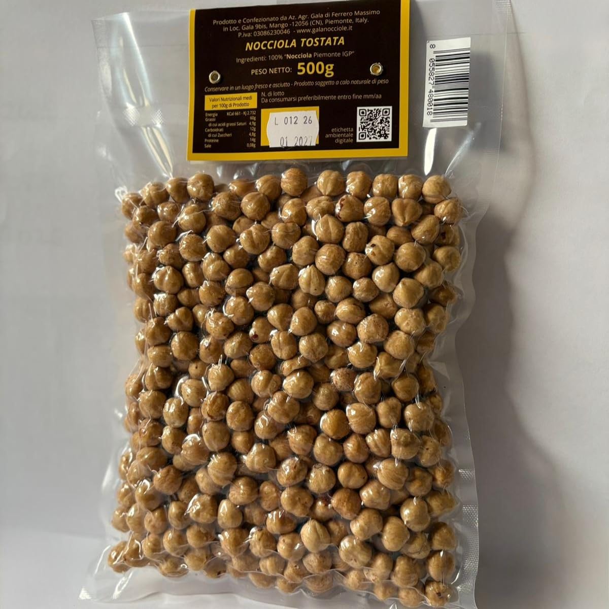 Gala Nocciole - Nocciole Piemonte IGP 500 g, Italiane Premium, Frutta Secca Naturale, Ricche di Gusto, Ideali per Dolci e Snack