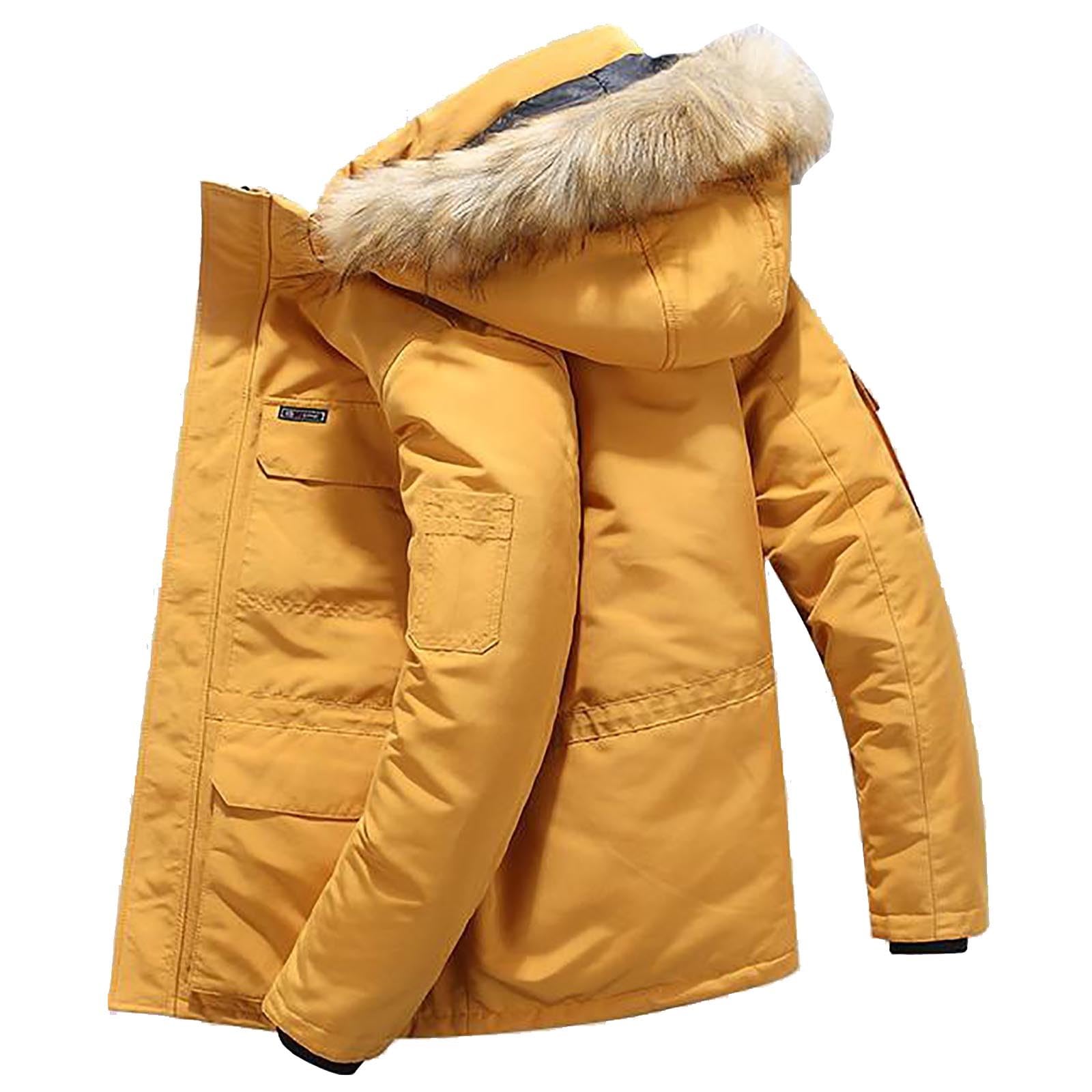 Chaqueta Invierno Informal cálida de Invierno para Hombre, Chaqueta Acolchada con Cuello con Capucha y diseño de Bolsillo de Longitud Media Gruesa Plumón Hombre Invierno