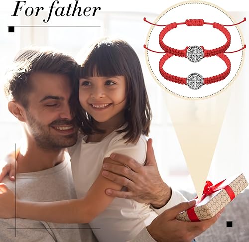 Miniatura 6 de Fumete 2 pulseras católicas de San Benito, regalos de medalla de San Benito, pulseras de cuerda ajustables, regalos religiosos para hombres y