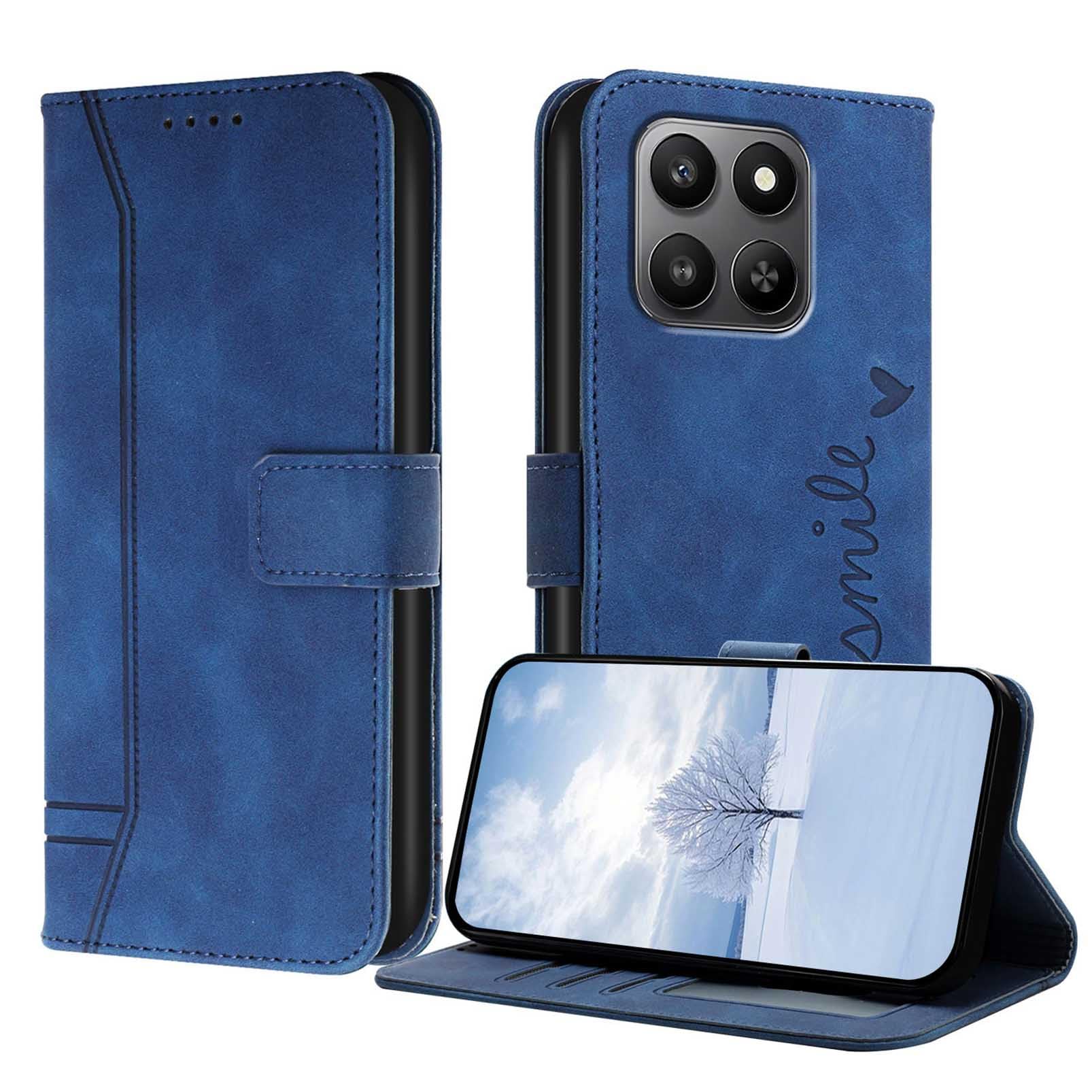 ILING Flip Case for HONOR 600 Smart 5G, PU Leather Wallet Magnetic Shockproof Protective Folio Foldable Cover with [RFID Blocking] Card Slots [Viewing Stand], Blue