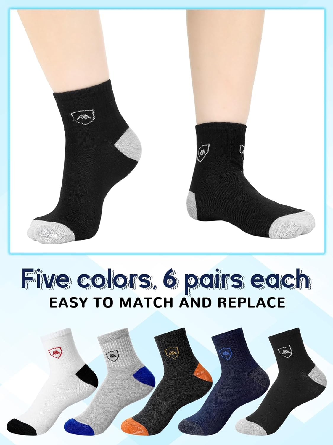 30 Pairs Mens Socks Bulk Homeless Thermal Moisture Wicking Sports Crew Ankle Sock for Men Unisex - Image 5