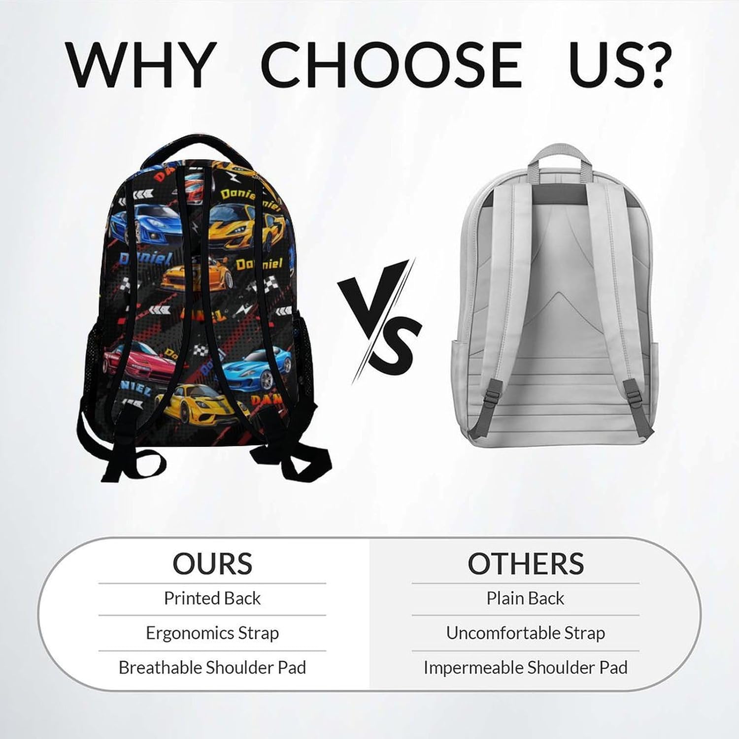 Kids Backpack, Racing Car Backpack for Boys, 17" Personalized Bookbag for Toddler, Custom Preschool Kindergarten Elementary School Bag - Image 7