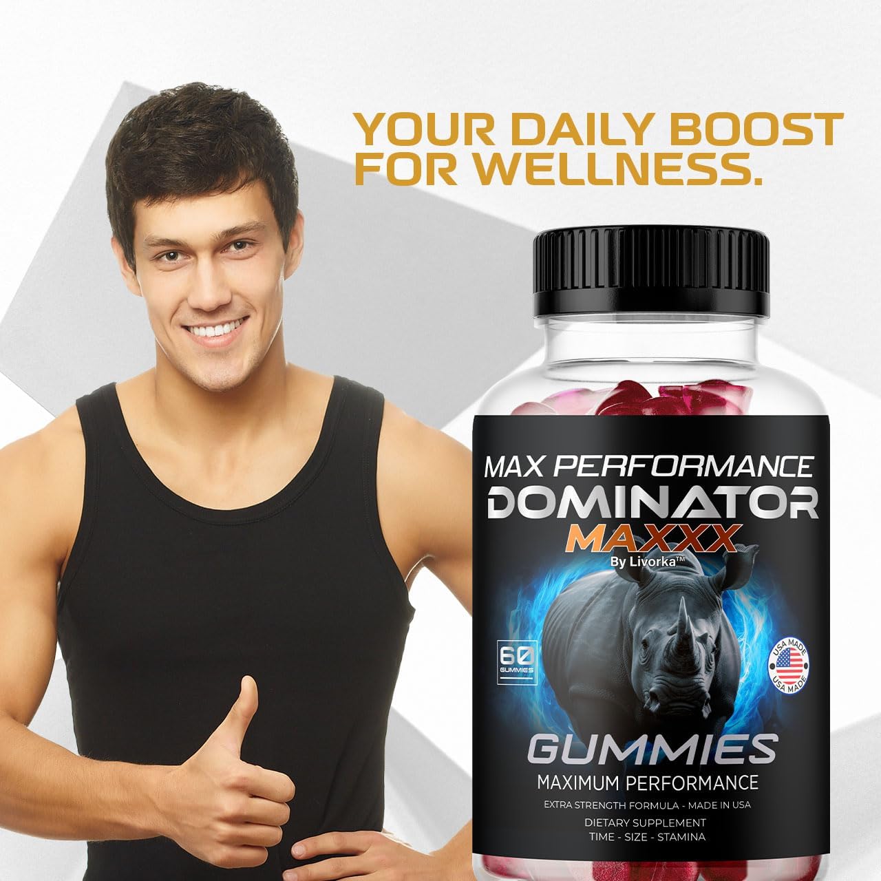 Dominator Maxxx Gummies for Men - Dominator Maxx Natural Daily Nutrition Support Premium Advanced Formula Multivitamin Pills for Overall Health & Wellness, 60 Gummies for 1 Month - Image 5