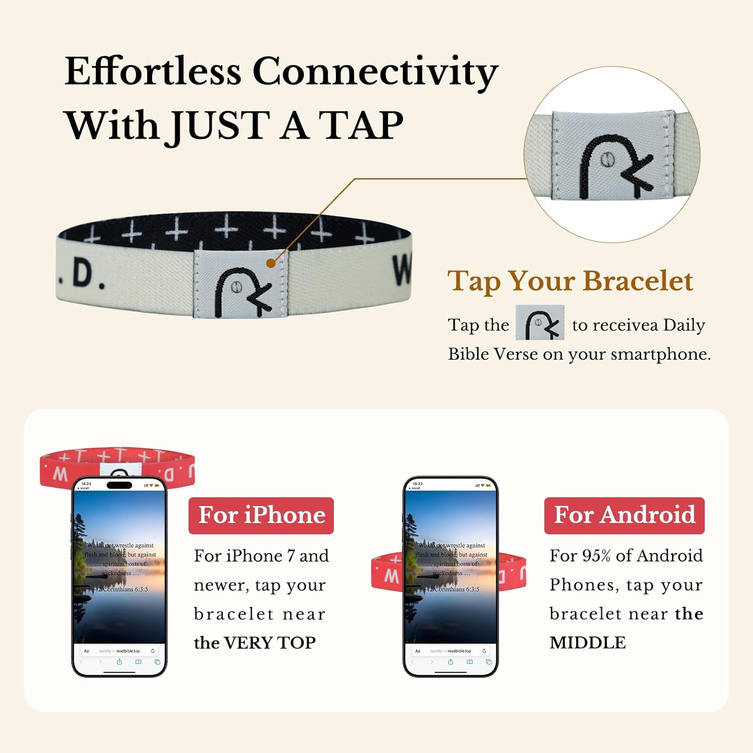 Bible verse bracelets Christian Bracelet Bible Verse Wristbands With NFC Inspirational Daily Bible Verse Bracelets for Women Men Teens Elastic Inspirational Religious Gifts WWJD - Image 3