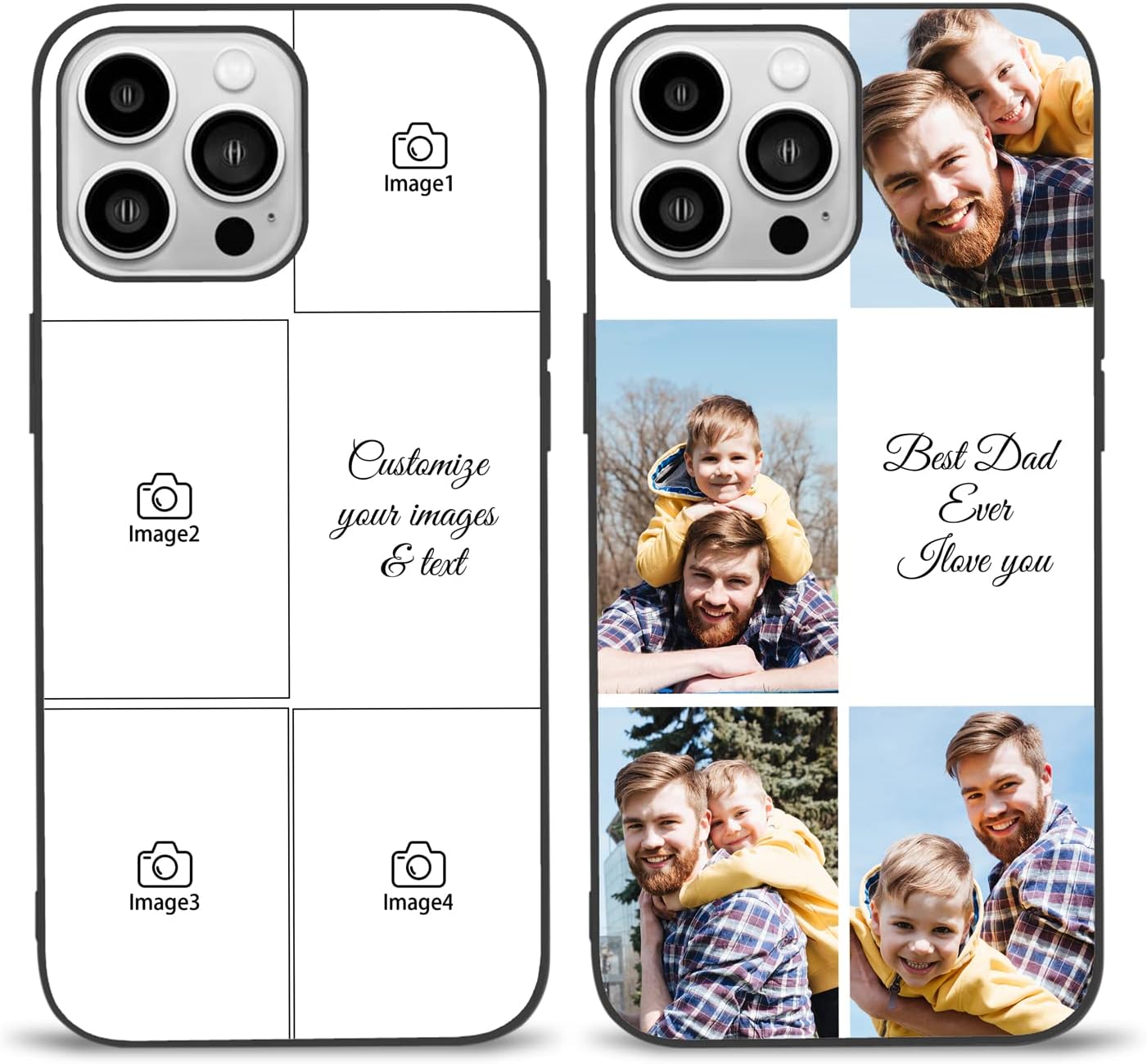 Easycosy Personalized Picture Phone Cases for 14 13 12 11 Pro/Max/Mini XR X Xs Max Custom Multiple Photo iPhone Case for Friends Family Birthday Gifts Customized Full Protection TPU Cover