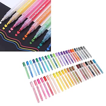 アクリルペイントマーカーペン【️全48色】　③ アクリルマーカー セット 48色 カラーペン 水性ペン 毒性無し